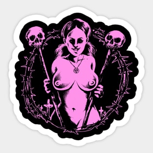 Satanic Babe (pink version) Sticker